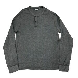 Wallace Barnes Henley Shirt Men's XL Gray Waffle Knit Thermal Long Sleeve